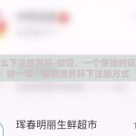 微信怎么下注世界杯-微信，一个便捷的玩法，不妨一试，解锁世界杯下注新方式
