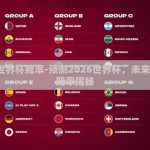 2026世界杯赔率-预测2026世界杯，未来格局与赔率揭秘