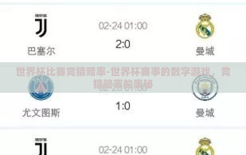 世界杯比赛竞猜赔率-世界杯赛事的数字游戏,竞猜赔率的奥秘 世界杯比赛竞猜赔率-世界杯赛事的数字游戏,竞猜赔率的奥秘