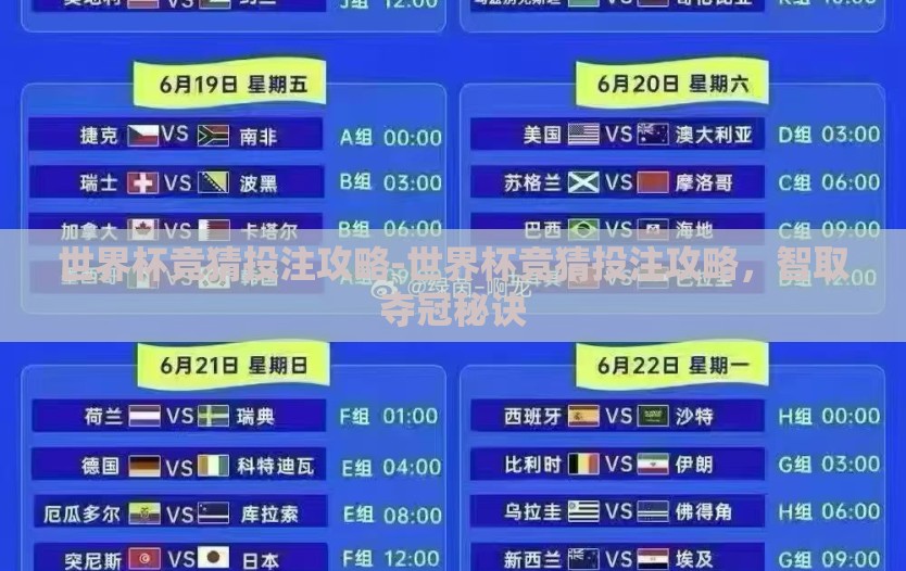 世界杯竞猜投注攻略-世界杯竞猜投注攻略，智取夺冠秘诀