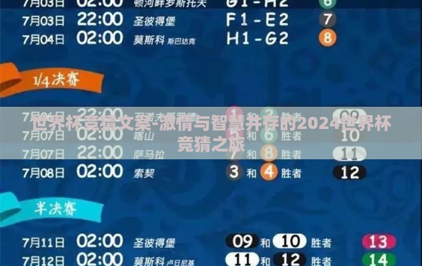 世界杯竞猜文案-激情与智慧并存的2024世界杯竞猜之旅