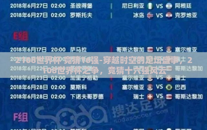 2108世界杯 竞猜16强-穿越时空的足坛盛事，2108世界杯之争，竞猜十六强风云