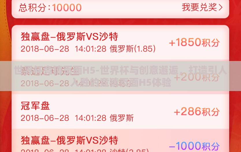 世界杯竞猜页面H5-世界杯与创意邂逅，打造引人入胜的竞猜页面H5体验