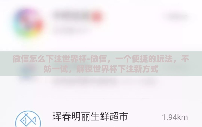 微信怎么下注世界杯-微信，一个便捷的玩法，不妨一试，解锁世界杯下注新方式
