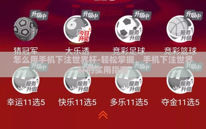 怎么用手机下注世界杯-轻松掌握，手机下注世界杯的实用指南